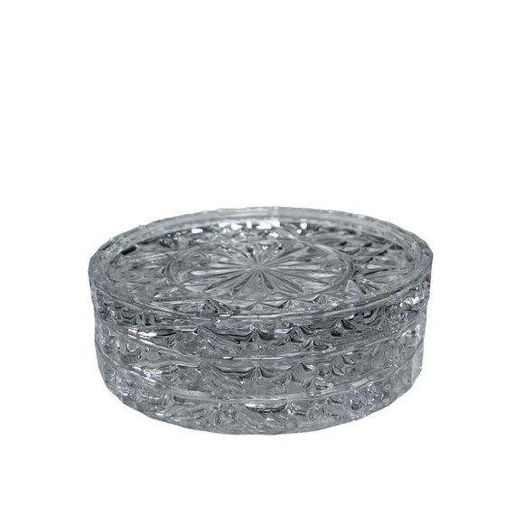 Vintage Coasters Crystal Set of 3 Shannon By Godinger Dublin Crystal 4" Coasters - Picture 1 of 7